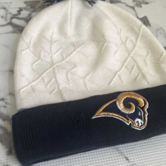 NFL Los Angeles Rams Women's Beanie Hat with Snowflake Detail - Picture 10 of 11